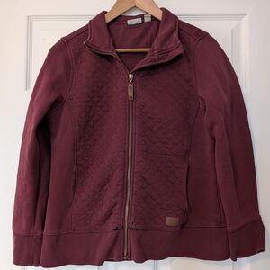 L.L. Bean Plum Quilted Jacket With Leather Accents Women's Size Medium Petite